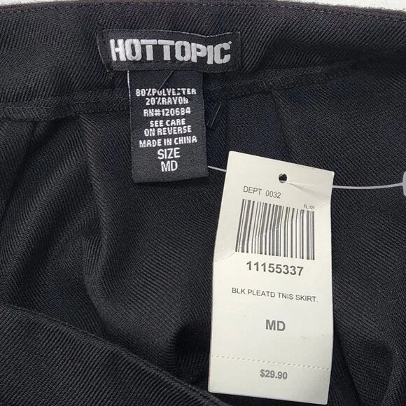 NEW Hot Topic Pleated Cheer Skirt Juniors Medium M Black Mini Tennis Goth FF12D - Picture 4 of 6